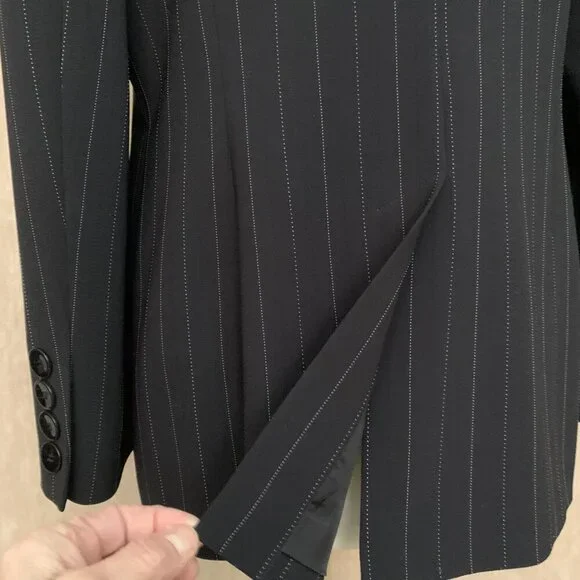 PLANET Black Pinstripe Single-Breasted Pantsuit Set | Size 12 - Picture 8 of 10